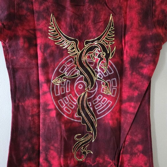 Dragonfire Phoenix Red & Black Tie Dye Dragon Tee (Small) NWOT - Picture 5 of 6